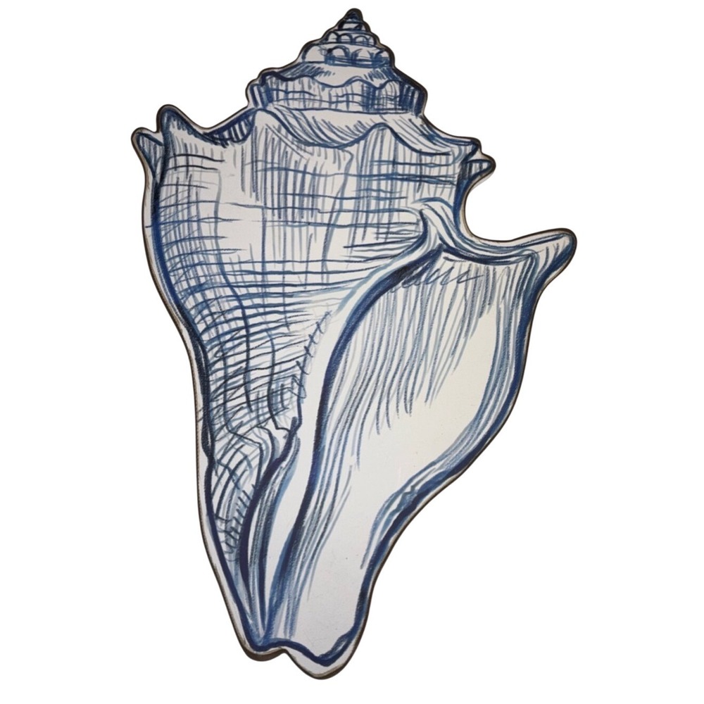 Creative Co-Op Shell Shaped Wall Décor - White & Blue 17" x 12" New with Tags